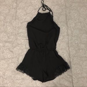 Black Guess Romper with Lace Details